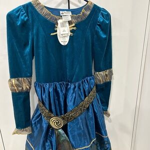 NWT Disney Merida Parks Youth Blue and Gold Dress